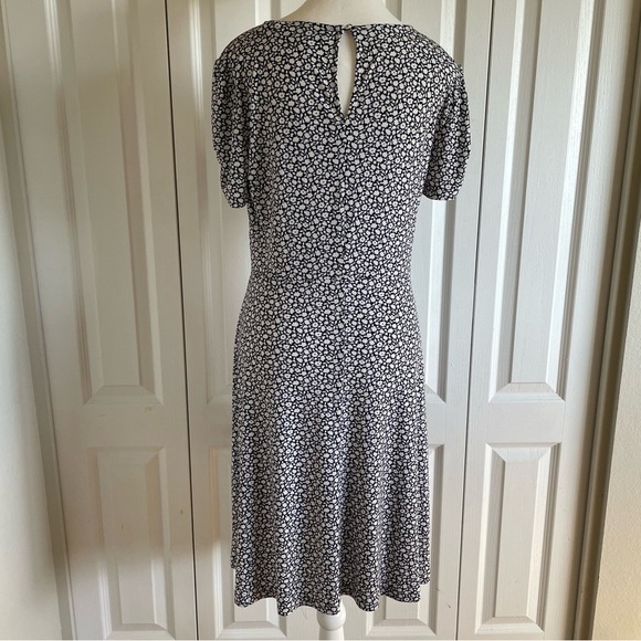 Lark & Ro Floral Liquid Knit Dress Women’s 12 Navy White Slinky Fit & Flare EUC - Picture 7 of 13